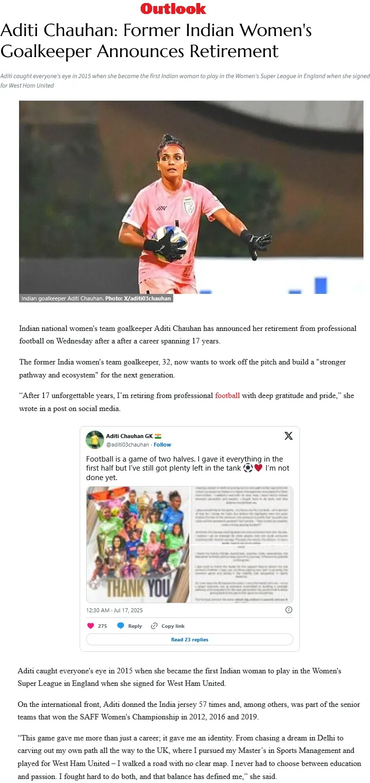 Aditi Chauhan featured in Outlook