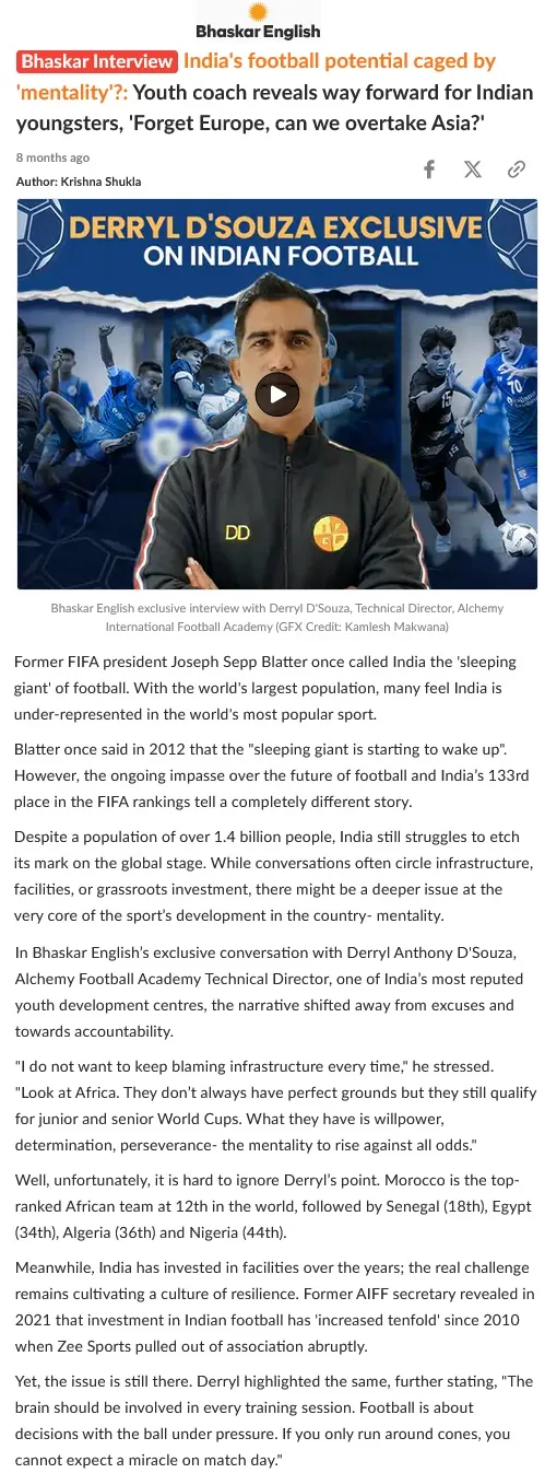 Double Pass Development League featured in Bhaskar English