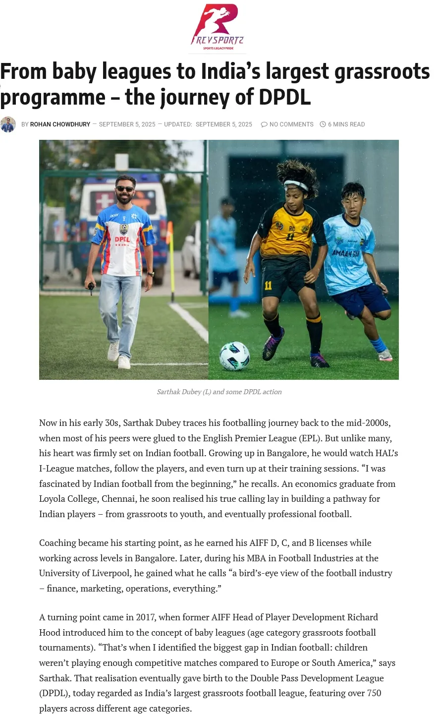 Double Pass Development League featured in Revsportz