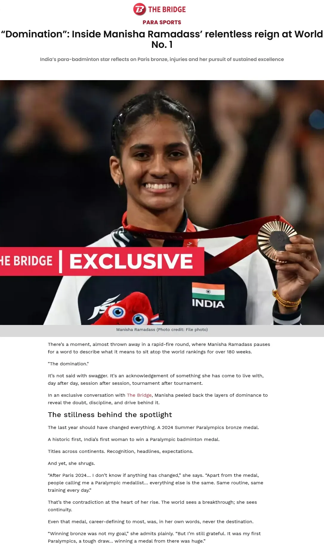 Manisha Ramadass featured in The Bridge