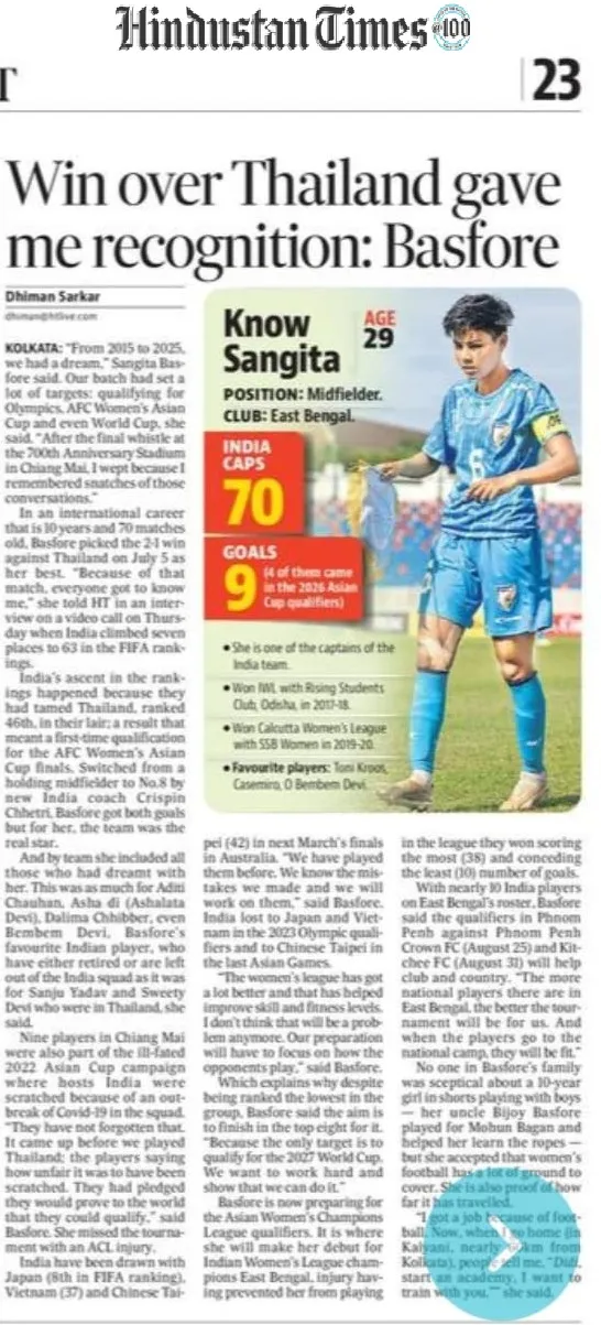 Sangita Basfore featured in Hindustan Times